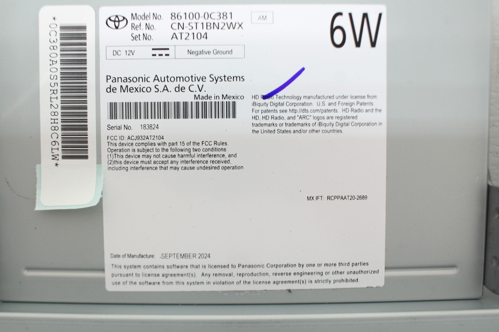 2022 - 2026 Toyota Tundra OEM 14" Head Unit Radio GPS Nav Screen 86100-0C381