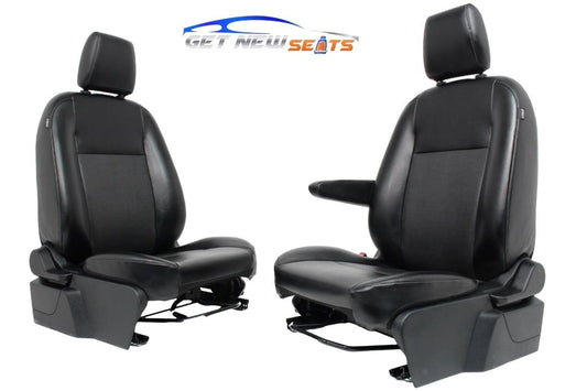 2015 - 12021 Ford Transit 150 250 350 Van Vinyl Front Bucket Seats Black Armrest