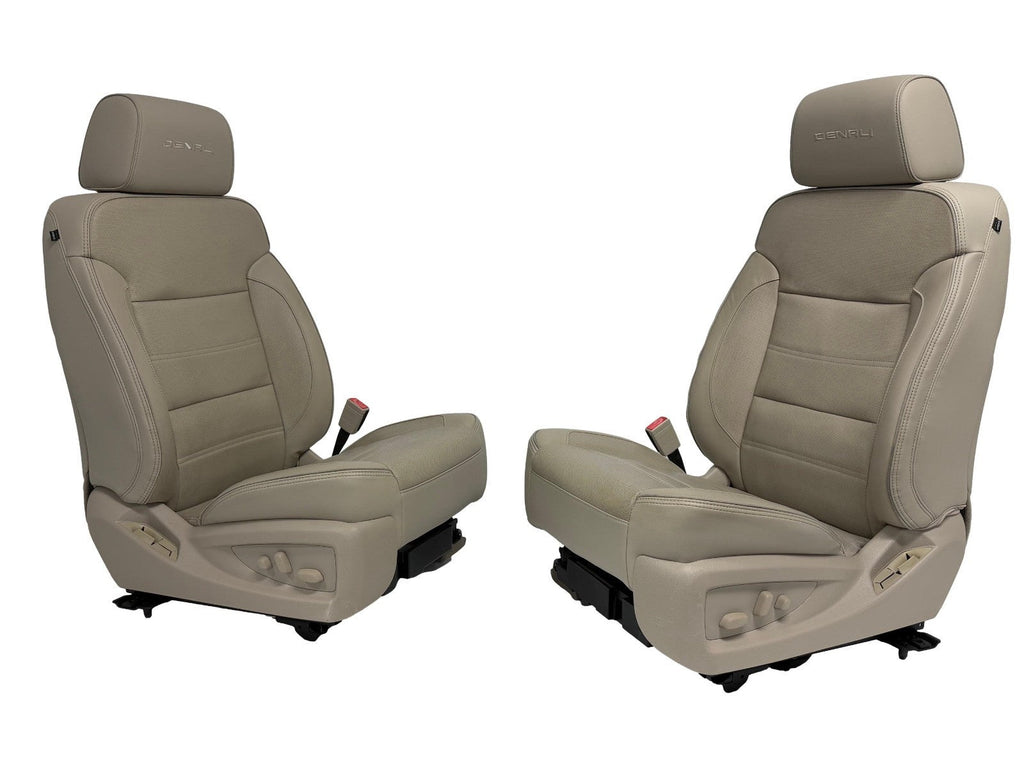 2015 - 2016 GMC Yukon Denali Front Seats, Shale Leather Heated Cooled, Fits OBS