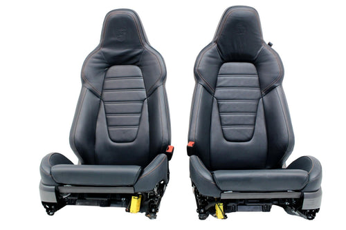 2020 2024 Porsche 911 992 Sport Seats 18-Way Graphite Blue Leather Cognac Stitch