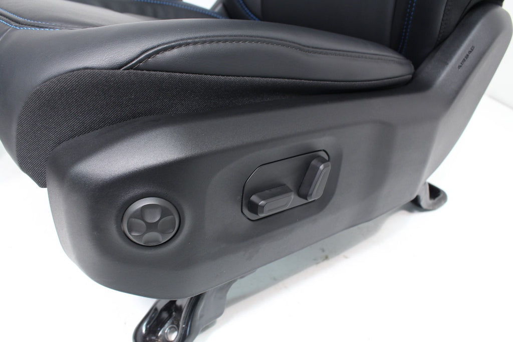 18-25 Jeep JL JLU JT Wrangler Front Seats, Black Nappa Leather w/ Blue Stitching