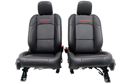 18 - 26 Jeep JLU 4-Door Wrangler Seats Set, Rubicon Black Nappa Leather w/ Red
