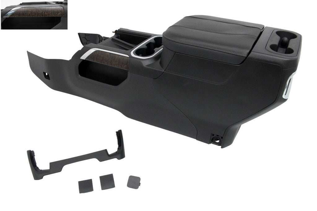 2019 - 2023 Chevy Silverado GMC Sierra Denali Center Console, Black w/ Ash Wood