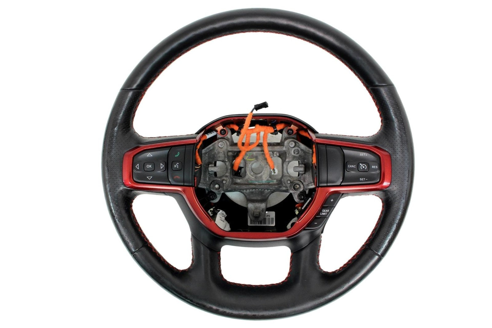 2019 - 2025 Ram 1500 Rebel Heated Leather Steering Wheel Red Stitch OEM 6GE062X7