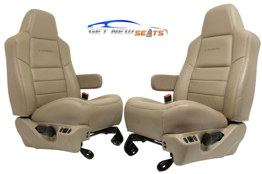 99-10 Ford F250 F350 Excursion Seats Tan Leather Power Front Bench Super Duty