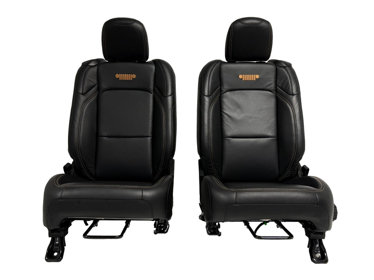 2018 - 2026 Jeep Wrangler JL Seats Set, 2-Door MOPAR Black Leather Orange Stitch