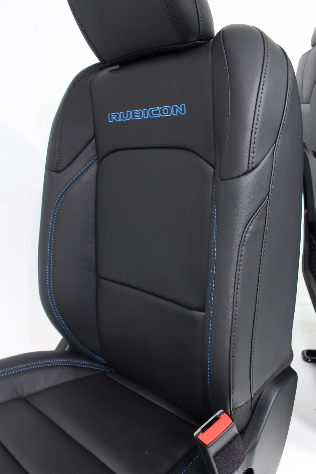 18-25 Jeep JL JLU JT Wrangler Front Seats, Black Nappa Leather w/ Blue Stitching