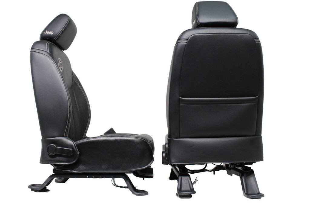 2007 - 2018 Jeep Wrangler JKU Seats Set, Oscar Mike Black Leather Freedom Edtn