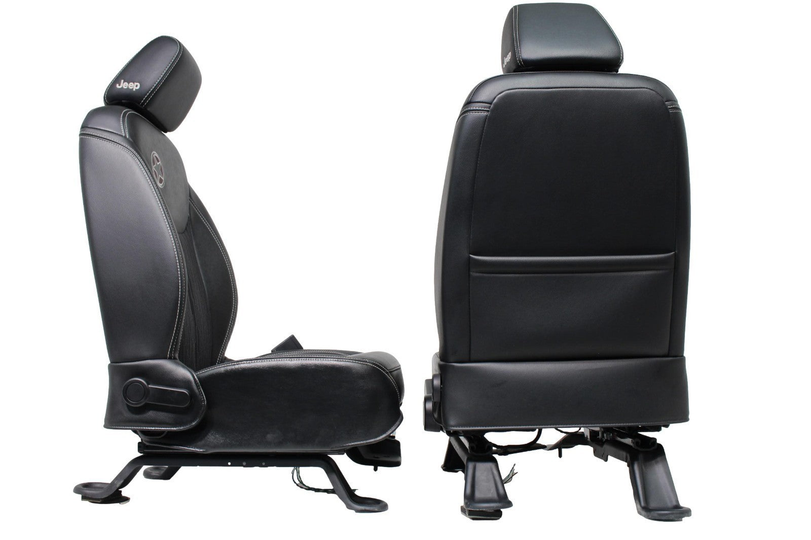 2007 - 2018 Jeep Wrangler JKU Seats Set, Oscar Mike Black Leather Freedom Edtn