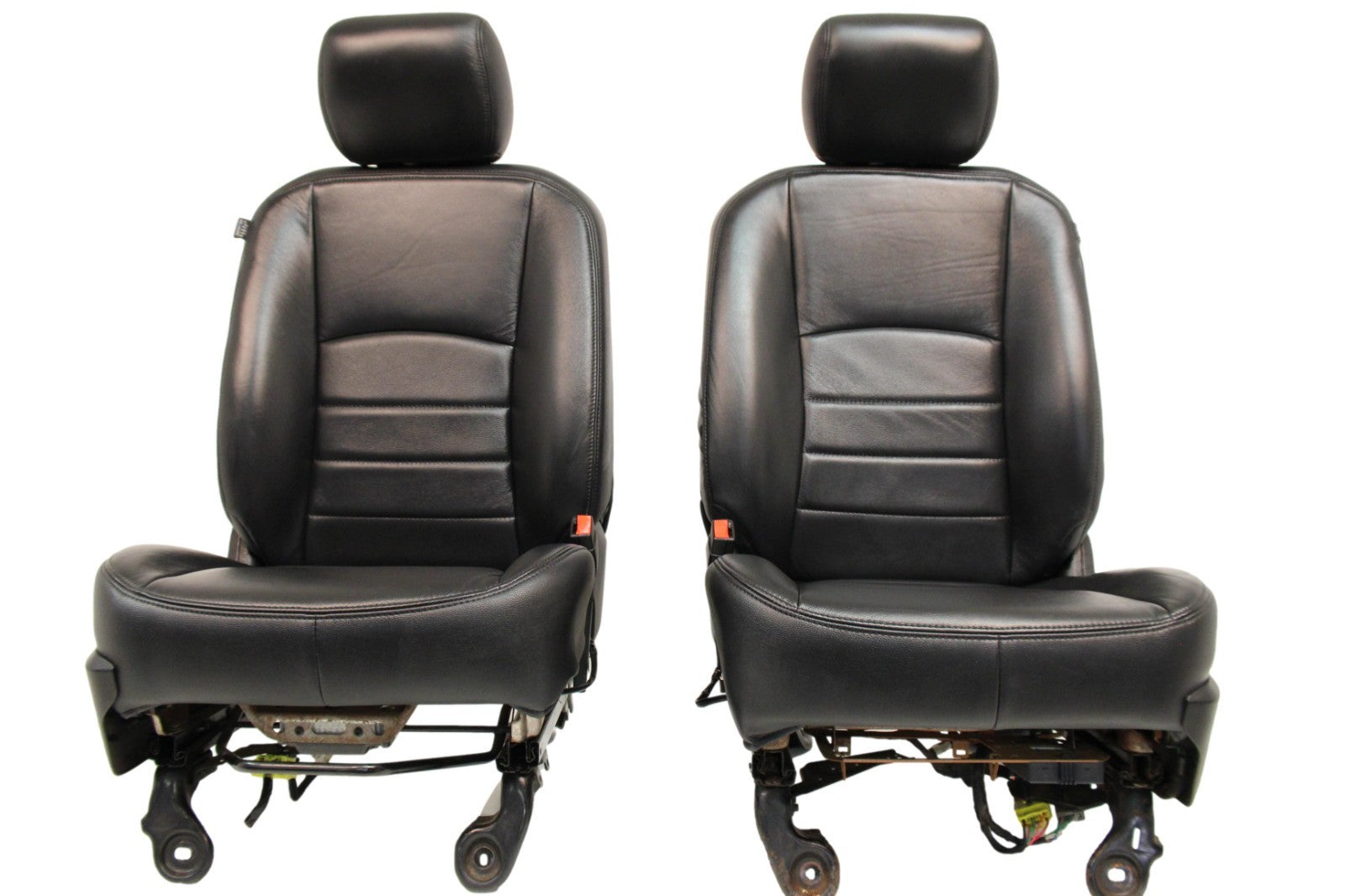 2002 - 2018 Dodge Ram Seats Set, Crew Cab Roadwire Black Leather w/ Power Driver