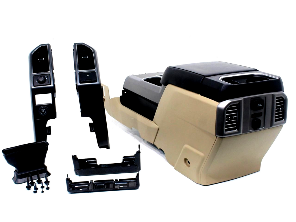 15-22 Ford Truck Center Console & Install Kit w/o Shifter - Tan Leather Lariat