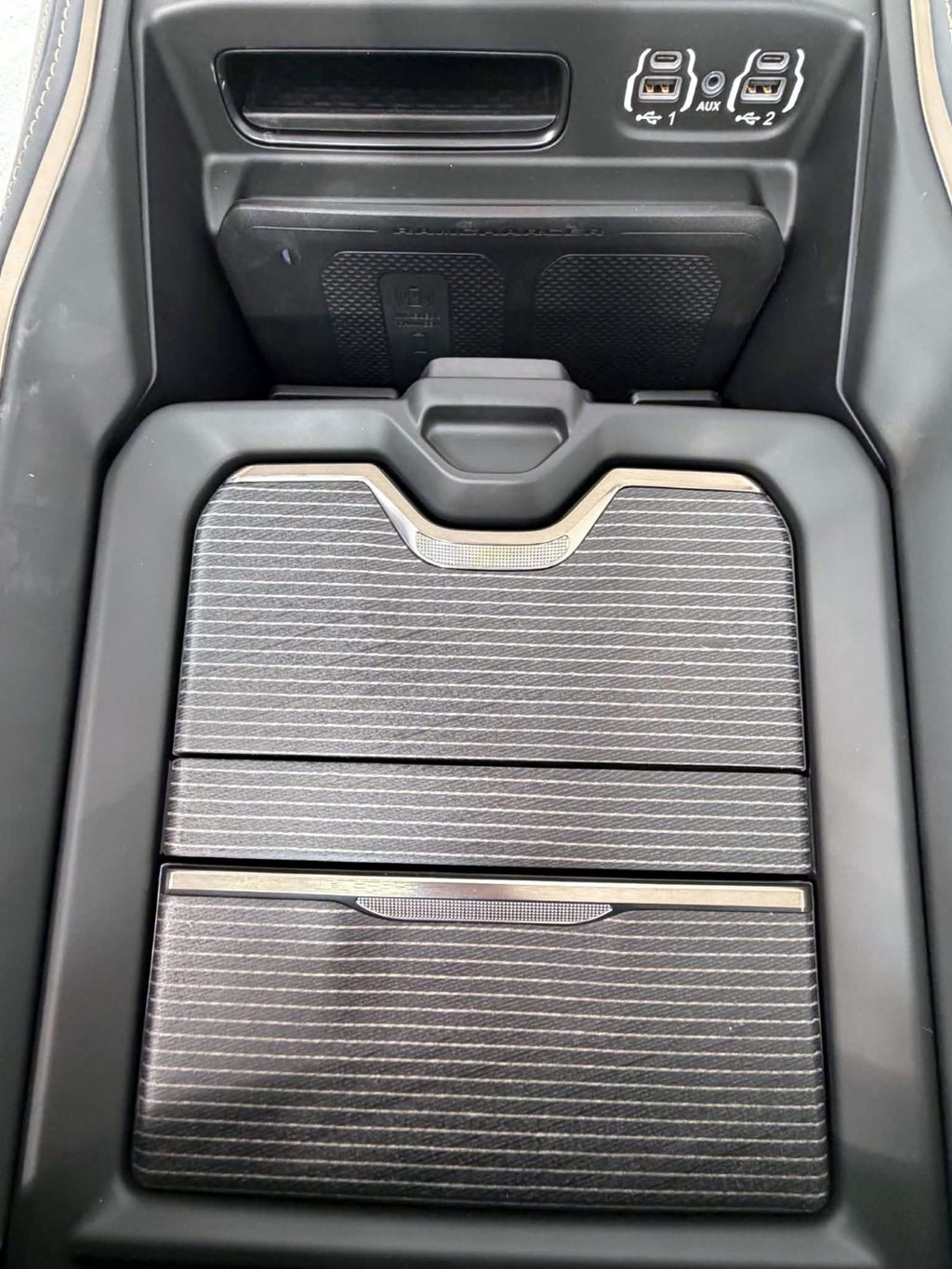 2019 - 2026 DT Ram 1500 Center Console Black Leather LIMITED w/ Wireless Charger