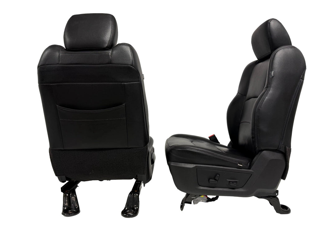2002 - 2018 Dodge Ram Seats Set, Crew Cab Katzkin Black Leather Powered Heated