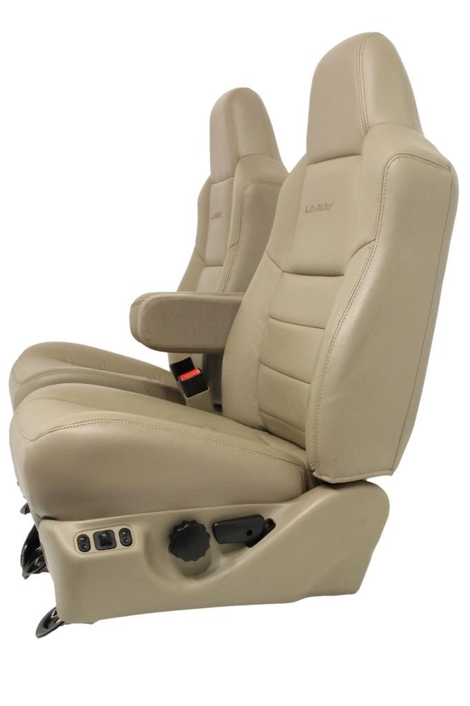 99-10 Ford F250 F350 Excursion Seats Tan Leather Power Front Bench Super Duty