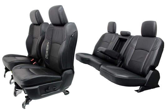 2009-2024 Dodge Ram Rebel Black Leather Heated & Cooled Front and Rear Seats