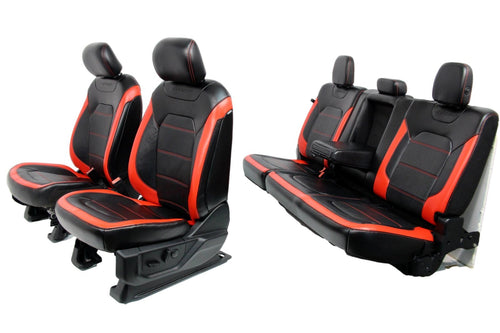2015 - 2022 Ford F150 Super Duty Seats Set, Black Red Leather Lariat Sport OEM