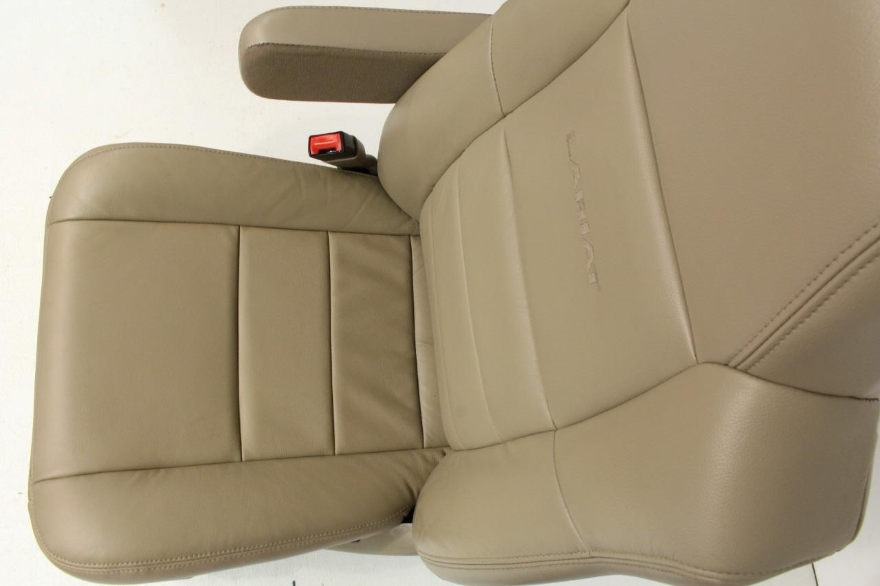 99-10 Ford F250 F350 Excursion Seats Tan Leather Power Front Bench Super Duty