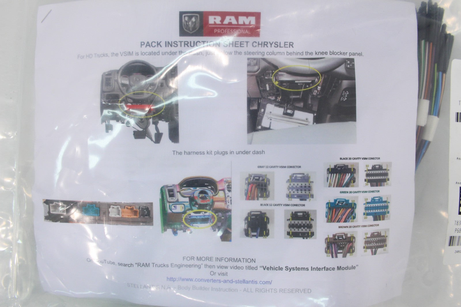 2025-2026 Ram 2500 3500 VSIM Interface Module & Upfitter Wiring Harness Set OEM