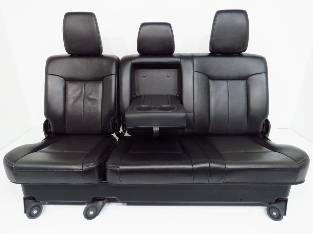 1999 - 2016 Ford Super Duty Seats Set, Crew Lariat Black Leather Power Heat Cool