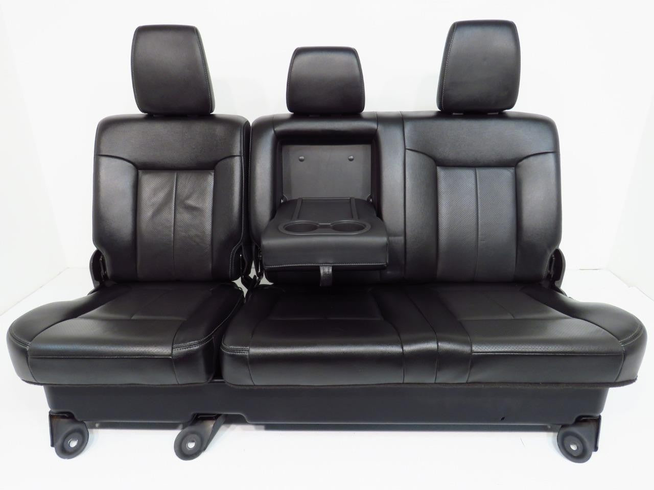 1999 - 2016 Ford Super Duty Seats Set, Crew Lariat Black Leather Power Heat Cool