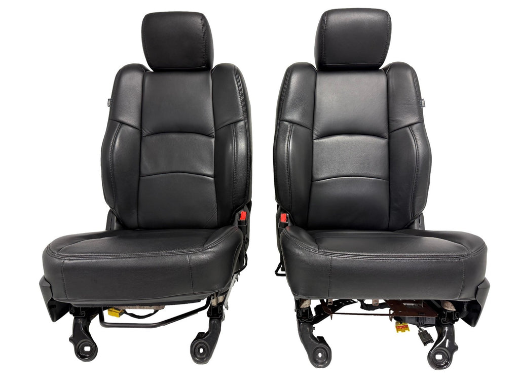2002 - 2018 Dodge Ram Seats Set, Crew Cab Katzkin Black Leather Powered Heated