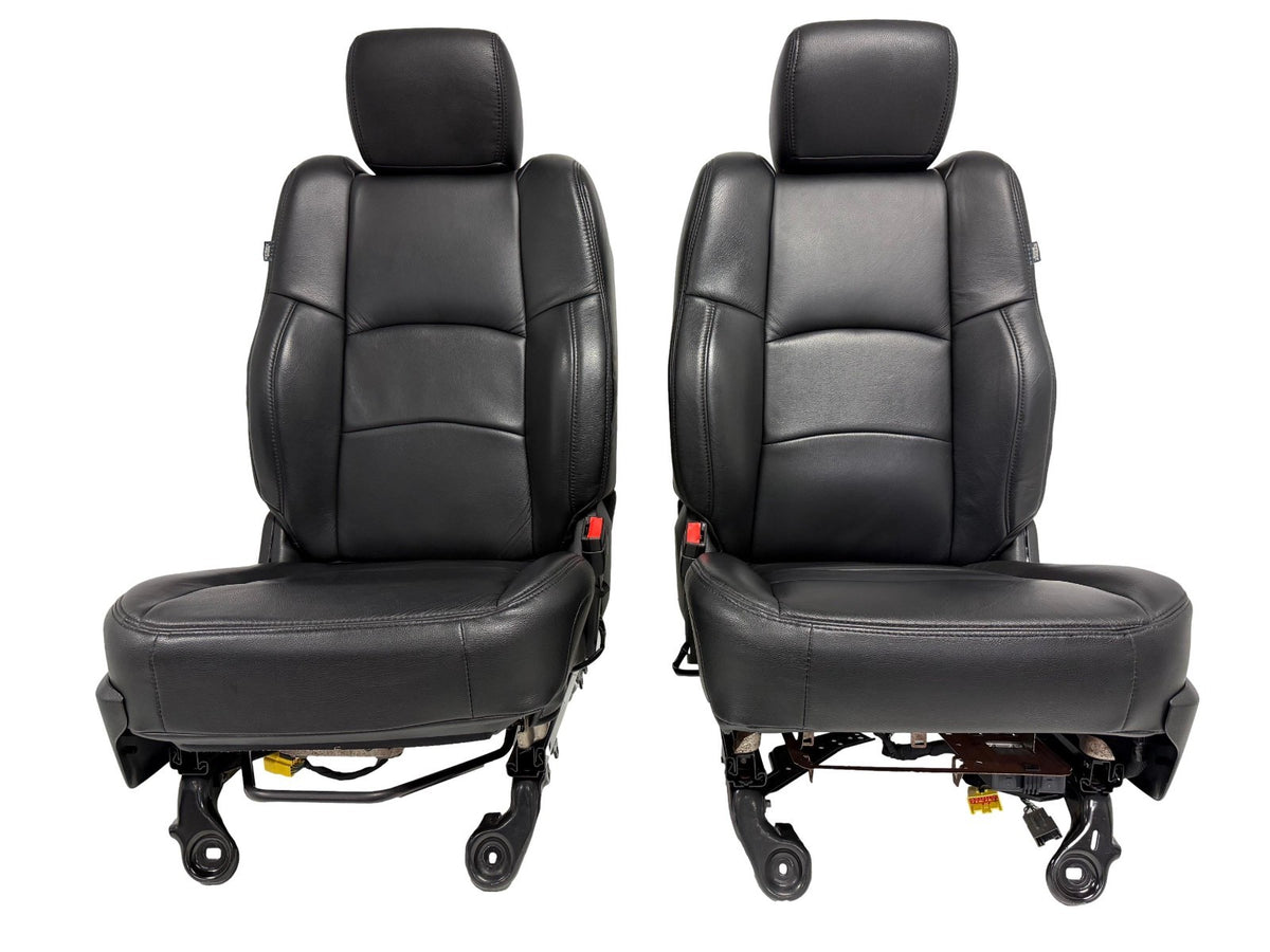 2002 - 2018 Dodge Ram Seats Set, Crew Cab Katzkin Black Leather Powered Heated