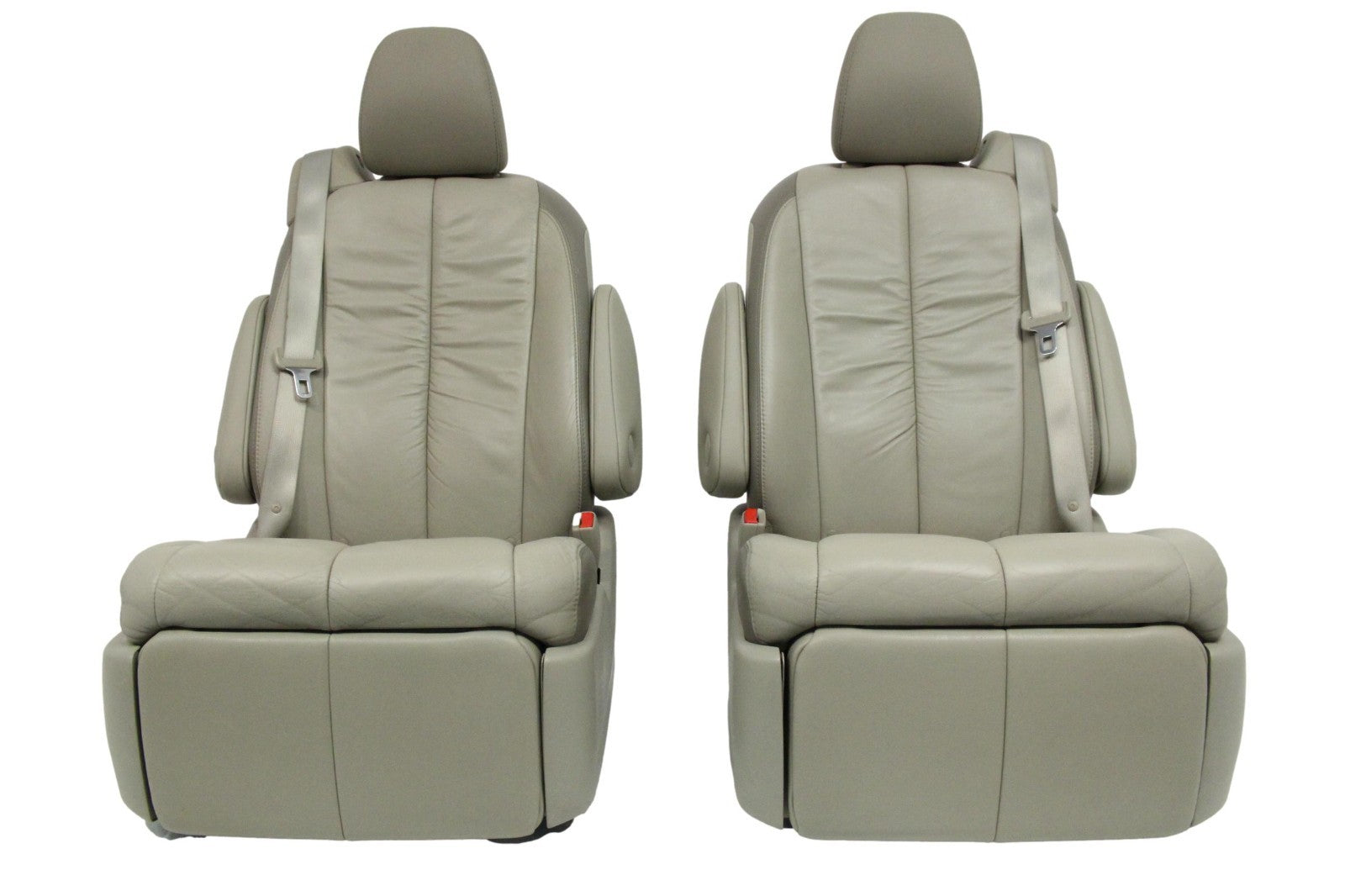 2011-2020 Toyota Sienna Second Row Recliner Seats, Bisque Beige Leather w/ Belts