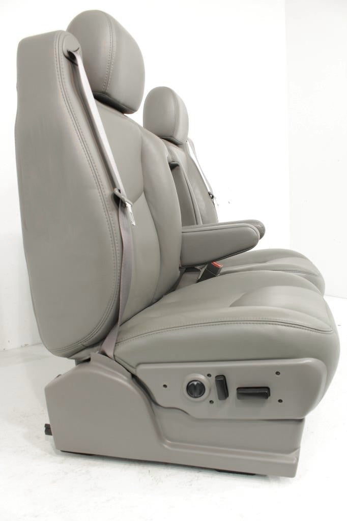 1999-2007 Sierra Silverado Heated Power Leather Seats Pewter Gray, 2-Way Lumbar