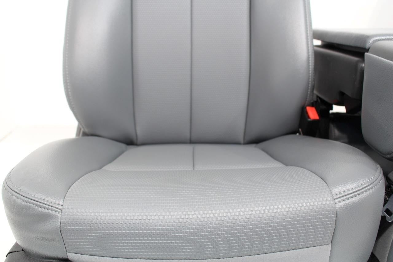 1999 - 2016 Ford Super Duty Front Seats, XLT Steel Gray Vinyl Bench w/ Jumpseat