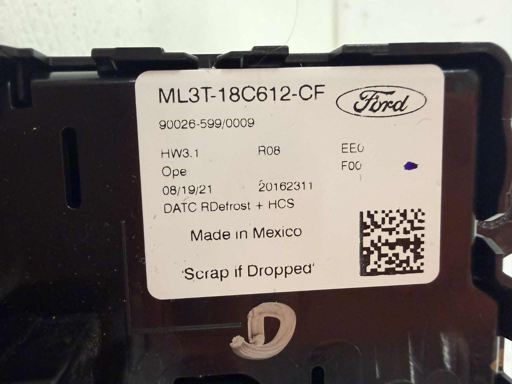 2021 - 2025 Ford F150 Dual Zone Climate Control Panel HVAC OEM ML3T-18C612-CF