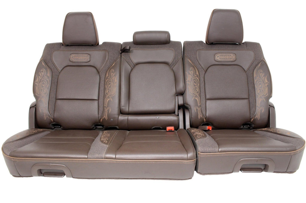 2019+ RAM 1500 Rear Reclining Seats w/ Folding Console, Longhorn Brown Heat Cool