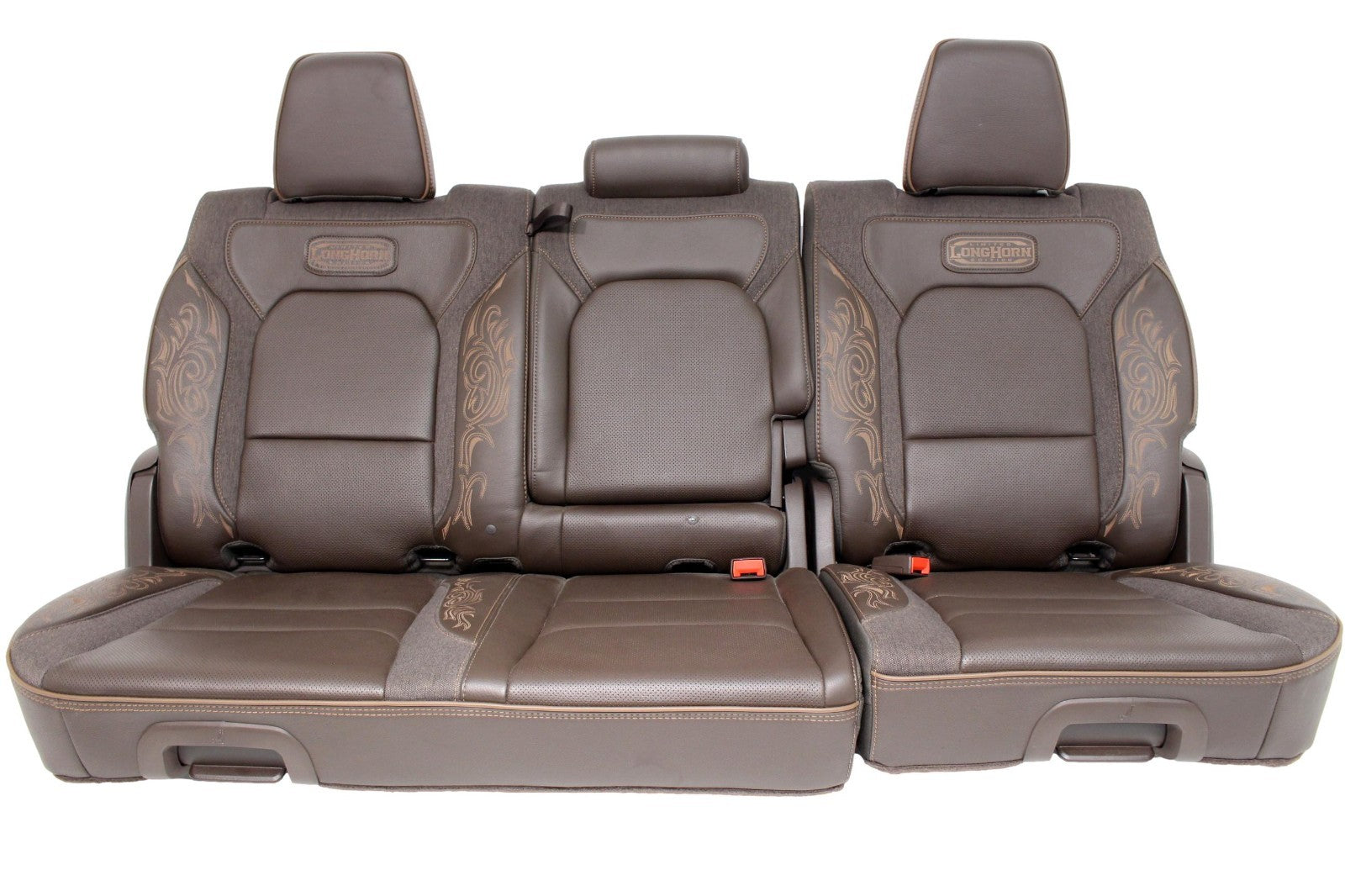2019+ RAM 1500 Rear Reclining Seats w/ Folding Console, Longhorn Brown Heat Cool