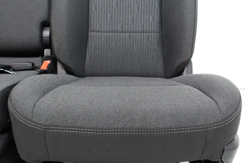2002 - 2025 Dodge Ram Black & Gray Cloth Front Seats with Jump Seat Console