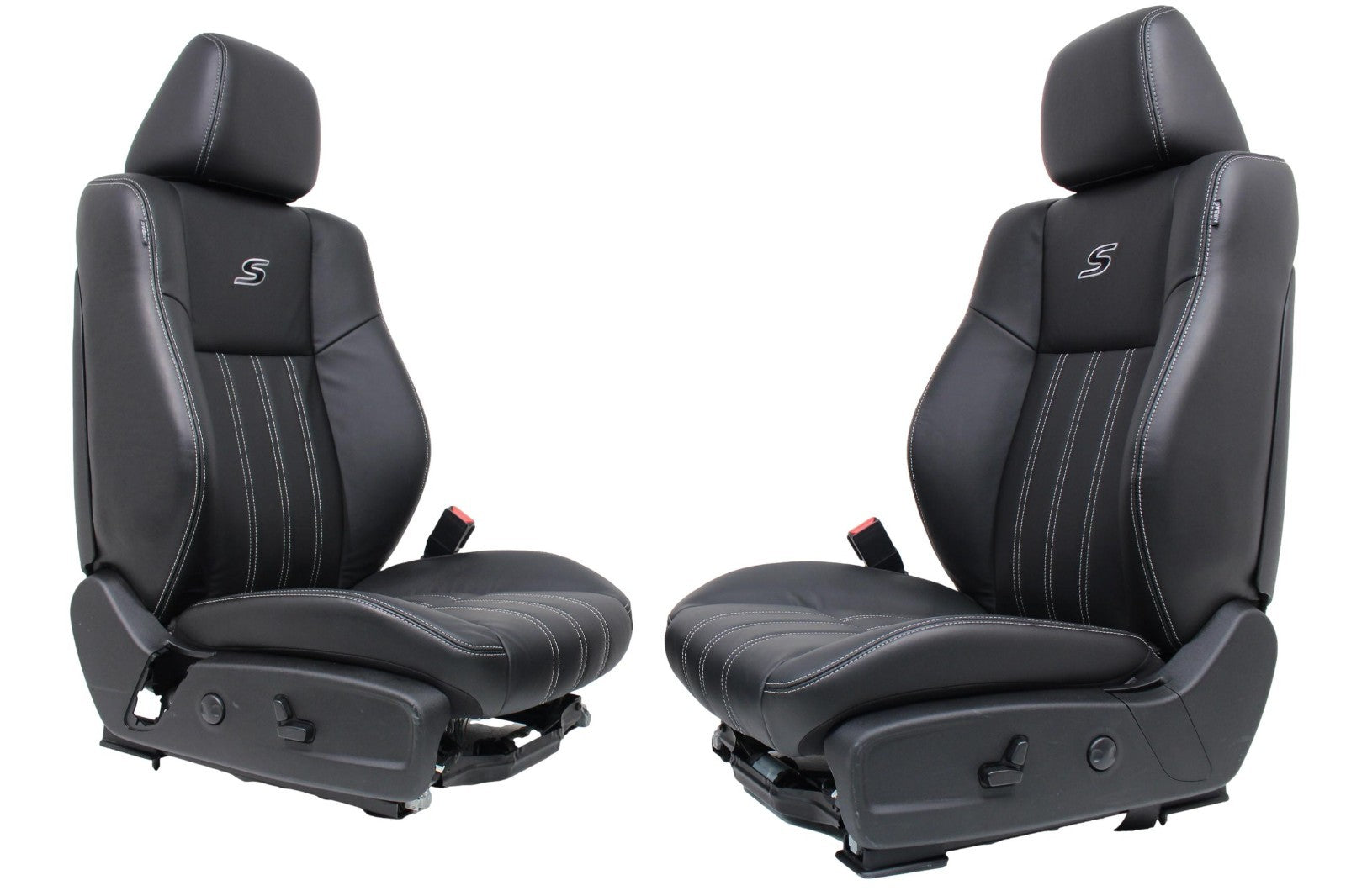 2011 - 2023 Chrysler 300 S Black Leather Front Seats, White Stitching, Heated