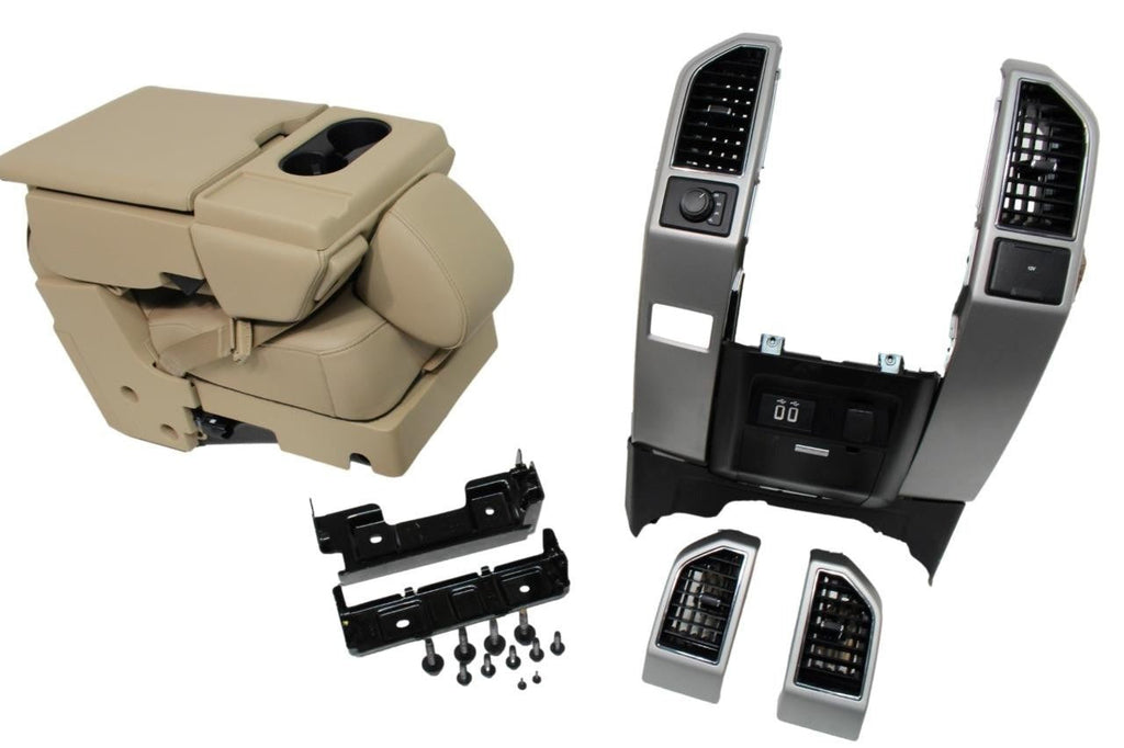 15-24 Ford F150 & Super Duty Jump Seat, Tan Leather w/ Dash Install Kit Brackets