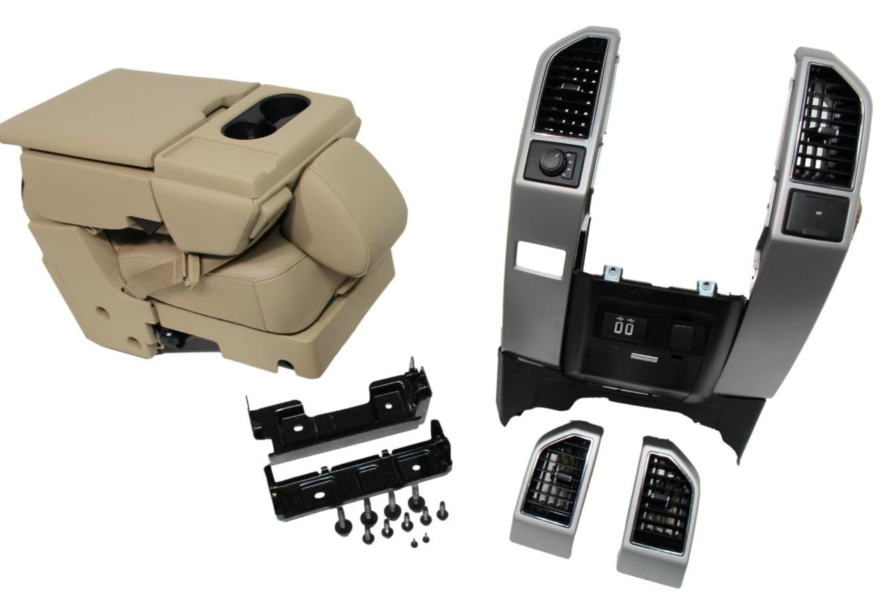 15-24 Ford F150 & Super Duty Jump Seat, Tan Leather w/ Dash Install Kit Brackets