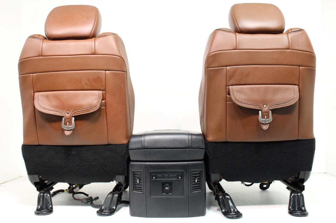 2002 - 2018 Ram Longhorn Seats Set, Crew Cab Cattle Brown Leather Heat & Cool