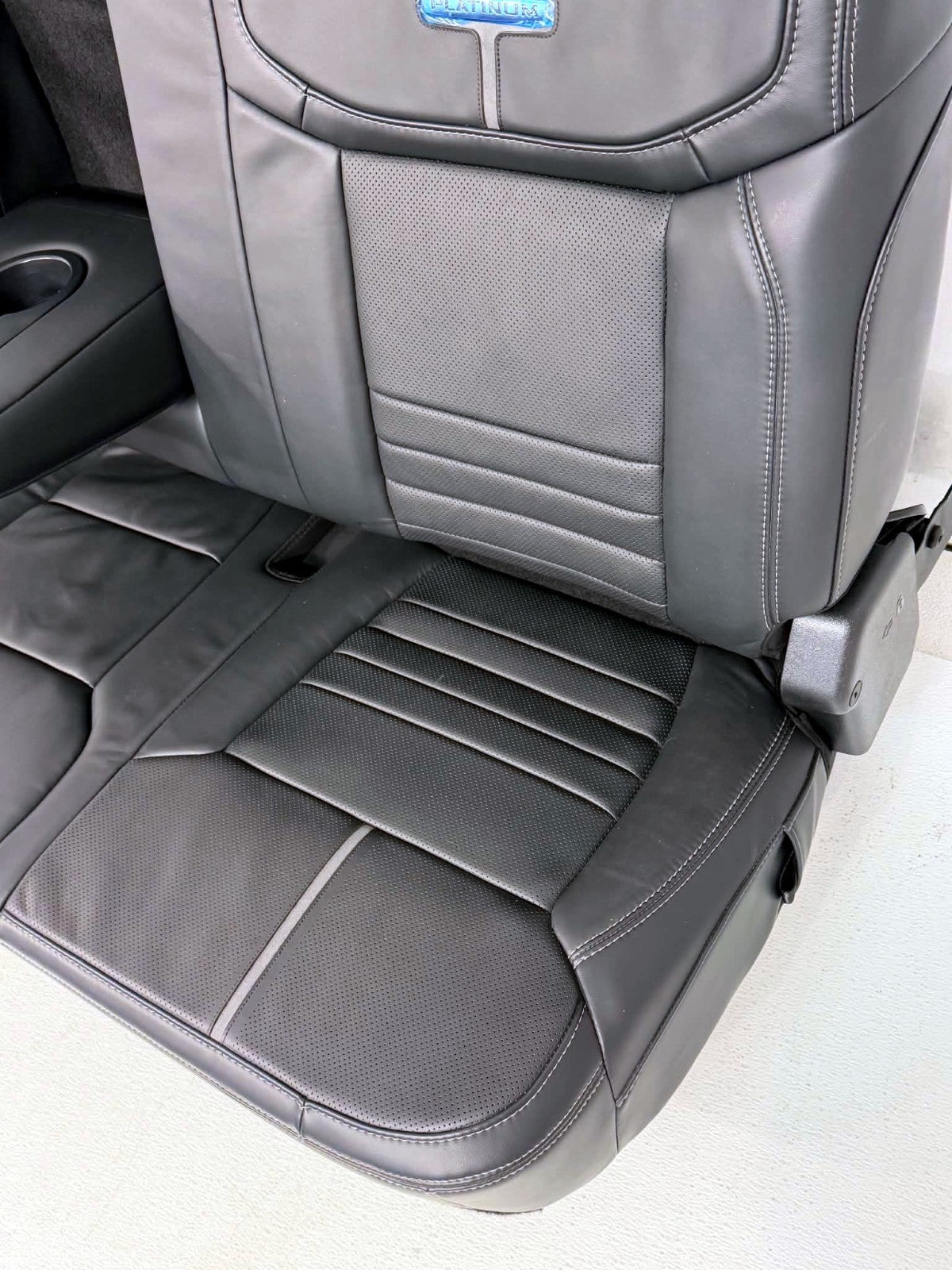2021 - 2026 Ford F-Series Crew Cab Back Seat, Platinum Black Leather Gray Stripe
