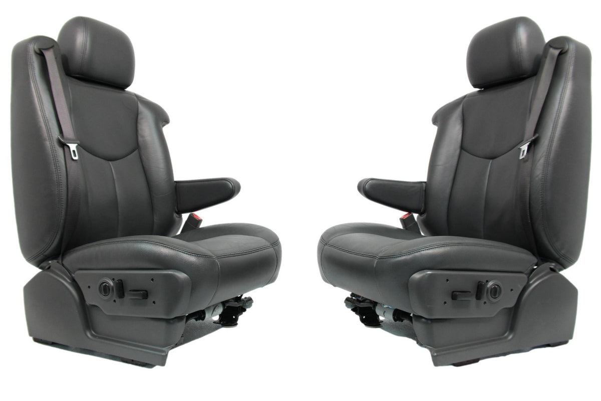 99-07 Sierra Silverado Front Seats, Dark Pewter Leather, Power 2-Way Lumbar