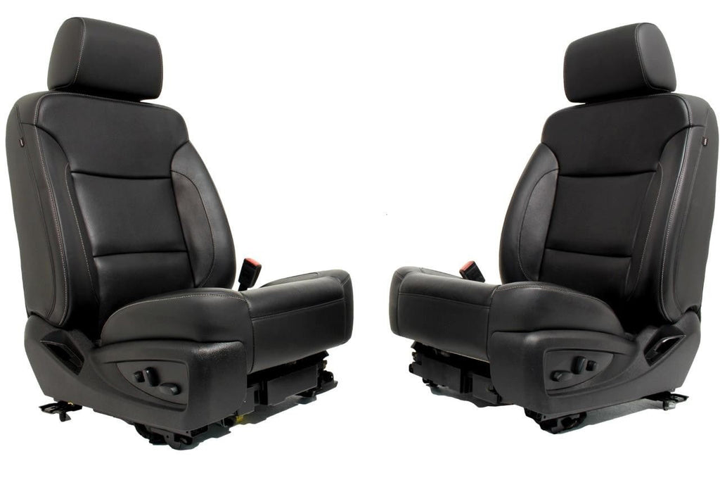 2014 - 2019 GM Sierra Silverado LTZ Front Seats, Black Leather, Heated Cooled
