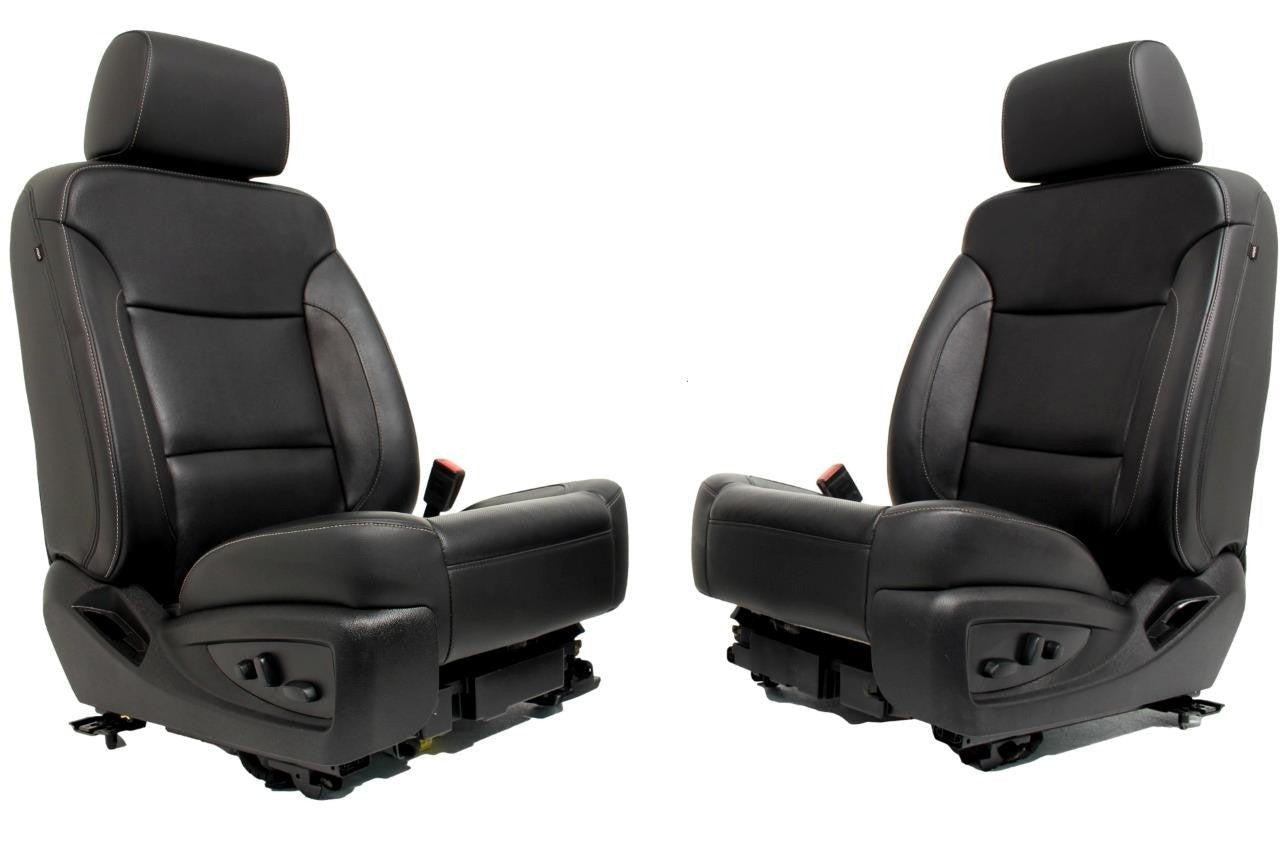 2014 - 2019 GM Sierra Silverado LTZ Front Seats, Black Leather, Heated Cooled