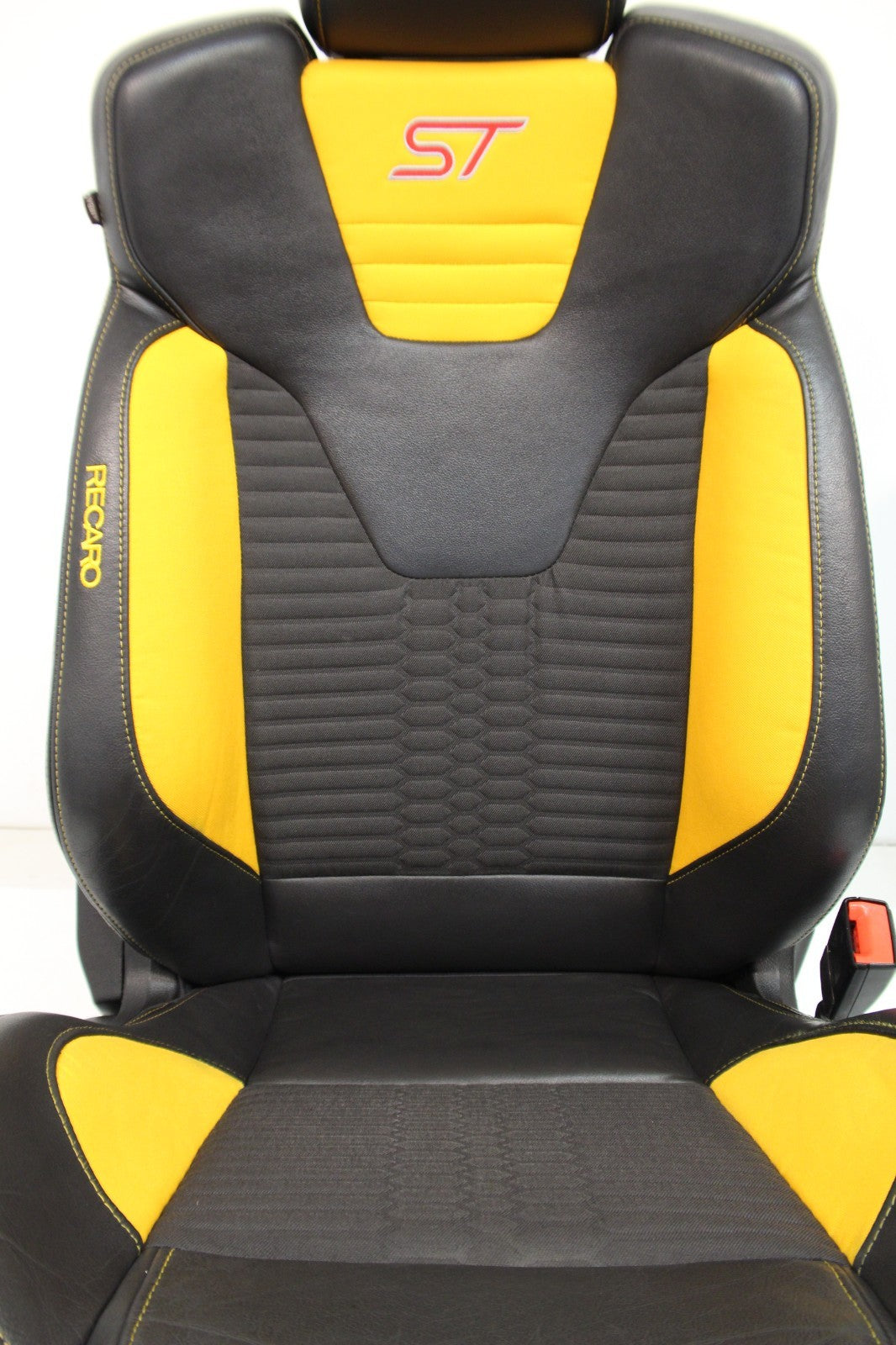 2012 - 2018 Ford Focus Recaro Front Seats, Black Leather Tangerine Orange Cloth