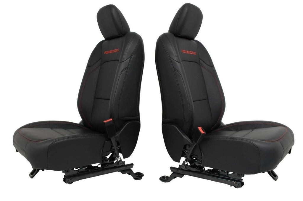 18 - 26 Jeep JL JLU JT Wrangler Front Seats, Rubicon Black Nappa Leather w/ Red