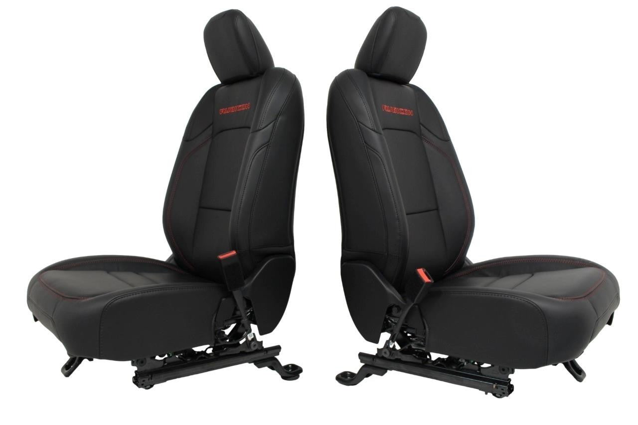 18 - 26 Jeep JL JLU JT Wrangler Front Seats, Rubicon Black Nappa Leather w/ Red