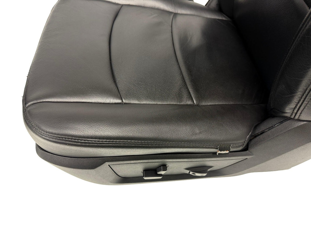 2002 - 2018 Dodge Ram Seats Set, Crew Cab Katzkin Black Leather Powered Heated