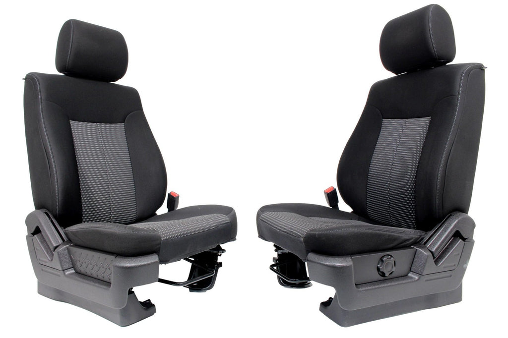 2009 - 2014 Ford F150 Front Seats, XL Black Gray Two-Tone Cloth, w/ Lumbar