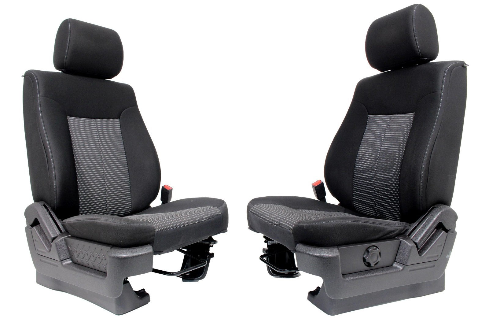 2009 - 2014 Ford F150 Front Seats, XL Black Gray Two-Tone Cloth, w/ Lumbar