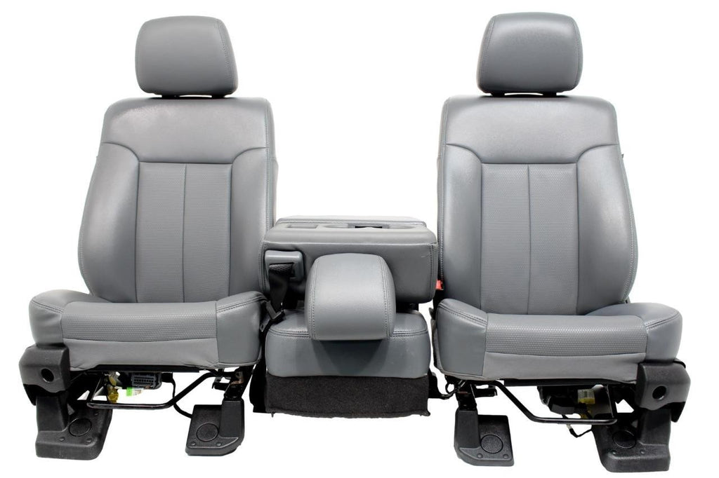 1999 - 2016 Ford Super Duty Front Seats, XLT Steel Gray Vinyl Bench w/ Jumpseat
