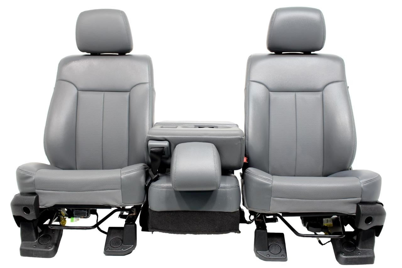 1999 - 2016 Ford Super Duty Front Seats, XLT Steel Gray Vinyl Bench w/ Jumpseat