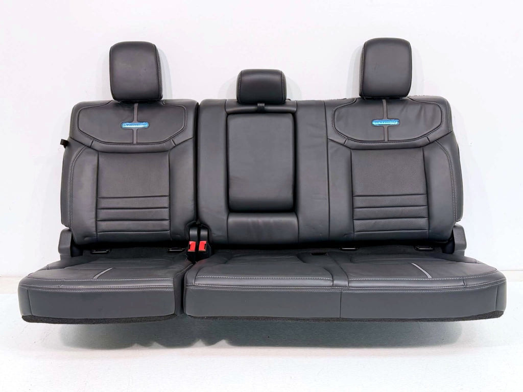 2021 - 2026 Ford F-Series Crew Cab Back Seat, Platinum Black Leather Gray Stripe